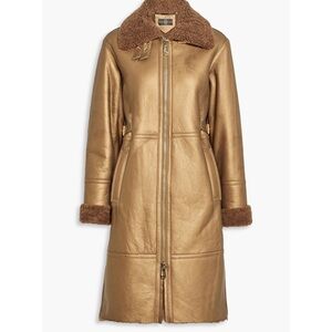 Dom Goor Metallic Sheerling sheepskin bronze leather coat
